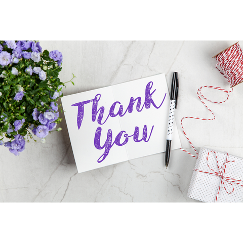 Thank you card and ribbon from Challah Online.com